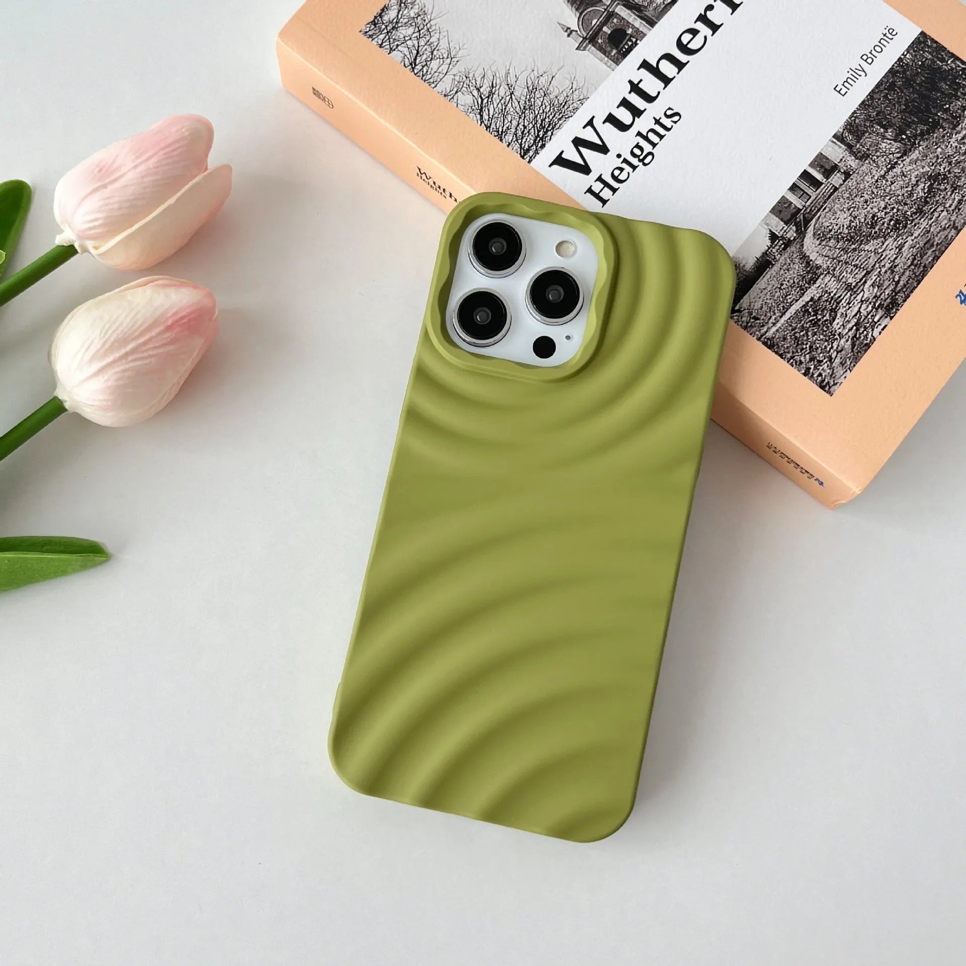 Niche pure colour TPU phone case with water ripple pattern in corrugated black for iPhone 12 Pro Max