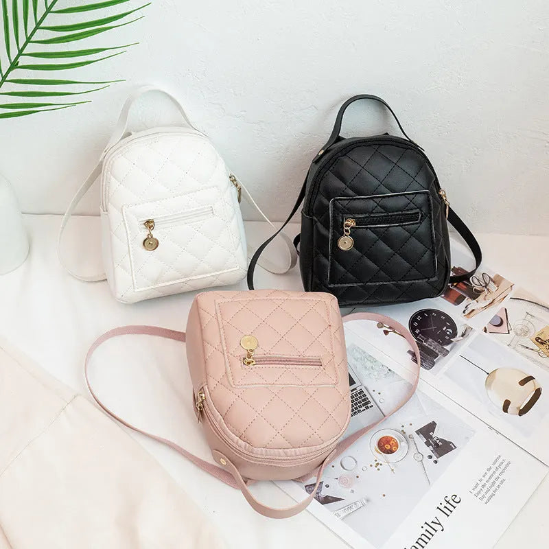 Girls' Korean style embroidered backpack in PU leather with hard-sided construction
