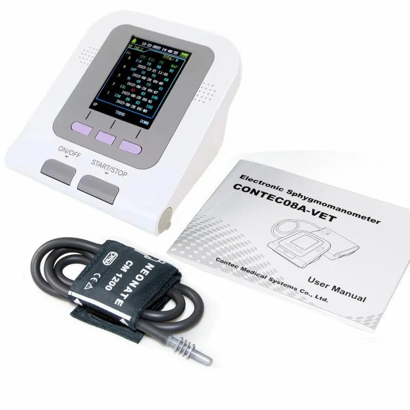 CONTEC08A Vet digital blood pressure monitor with colour screen and animal cuff.