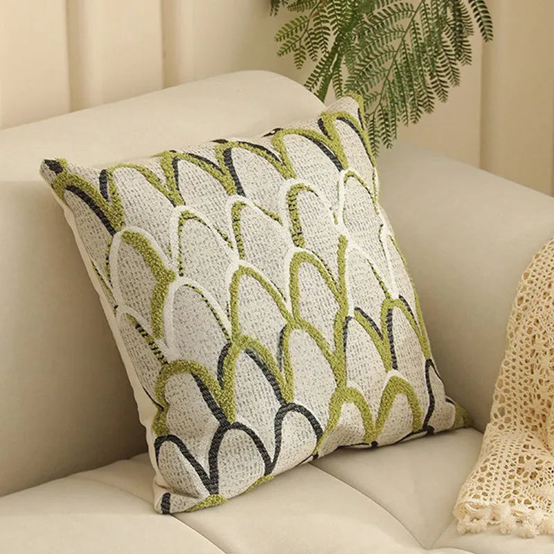 45x45cm jacquard woven cushion cover with a retro floral and plant pattern in a choice of eight colours.