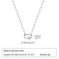 Stainless steel small square chain zircon oval pendant necklace for women in gold colour