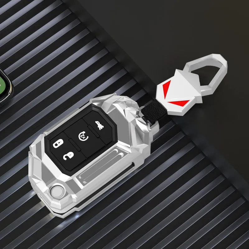 Zinc alloy car key sleeve for Jeep Wrangler fob in black with button cutouts