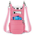 Cloth water bottle bag for bicycle mounting in black, pink, or beige colours