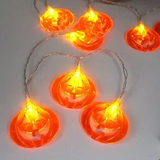 Halloween LED string lights with pumpkin, ghost and bat figurines on 1.2 metre waterproof battery-powered string