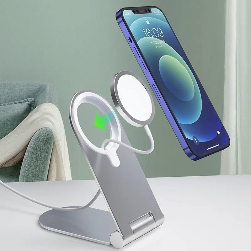 Silver vertical adjustable magnetic phone bracket holder for iPhone 12 series