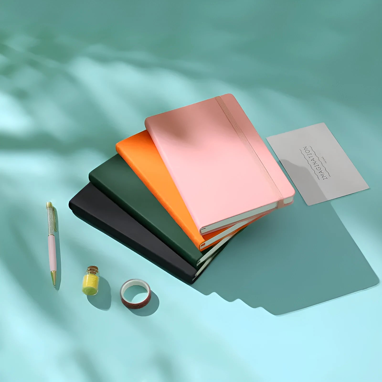 A5 tactile PU hardcover notebook in black with adhesive binding and 100gsm white paper