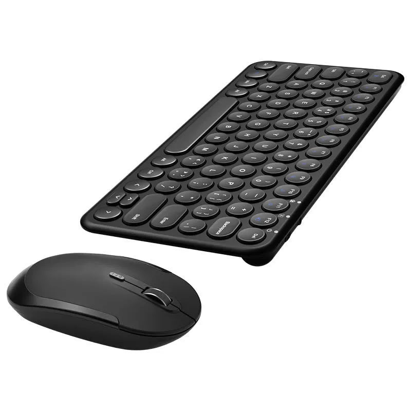 Ultra-thin wireless keyboard and mouse set with USB receiver in white, black, or pink colour options