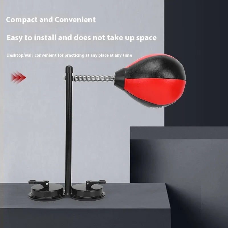 Red and black inflatable hanging boxing ball with double suction cup mounting system