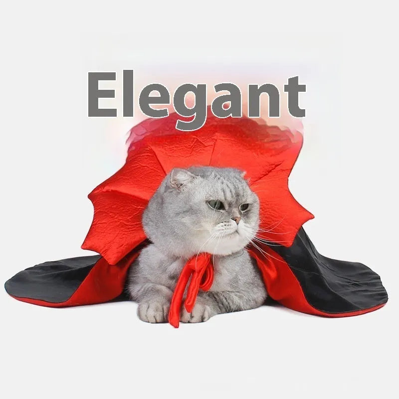 Black and red Halloween costume for small cat or dog with free-size polyester construction