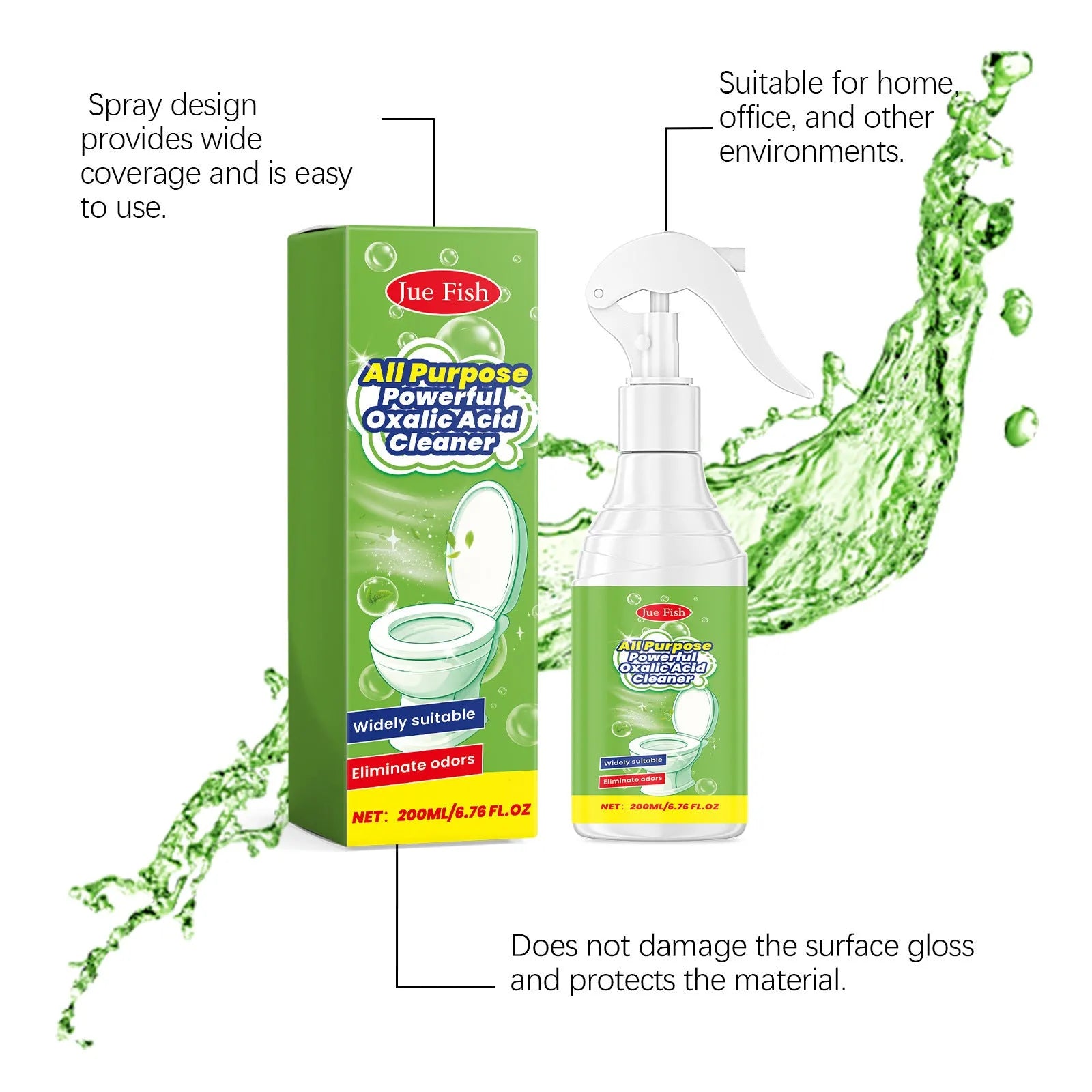 200ml multi-function household grease cleaning spray bottle measuring 5.5x13.6cm