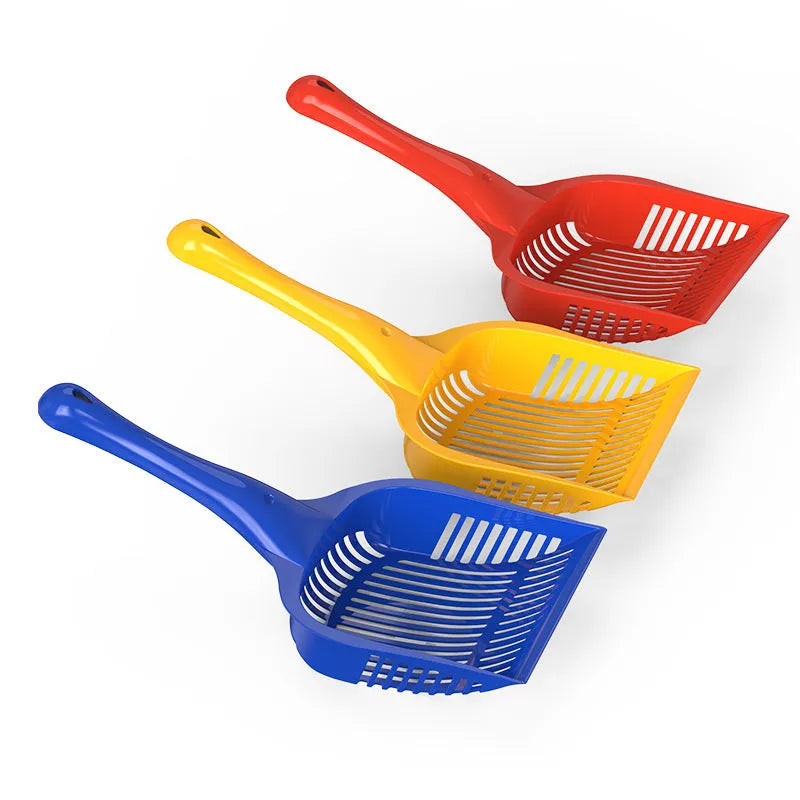 Plastic cat litter scoop in red, yellow or blue colour with small and medium size options