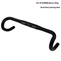 Black UNO aluminium alloy road bike racing handlebar with a bent shape and printed markings.