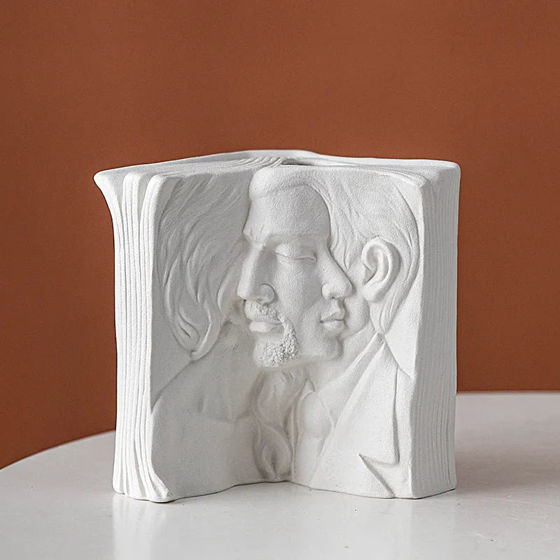 Ceramic book stand with glazed finish in modern simplicity design for desktop organisation