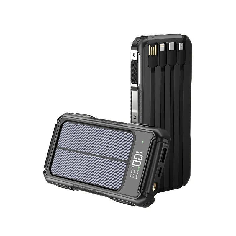 Military grade mobile power bank in black, green or orange colour showing 2.1A charging ports