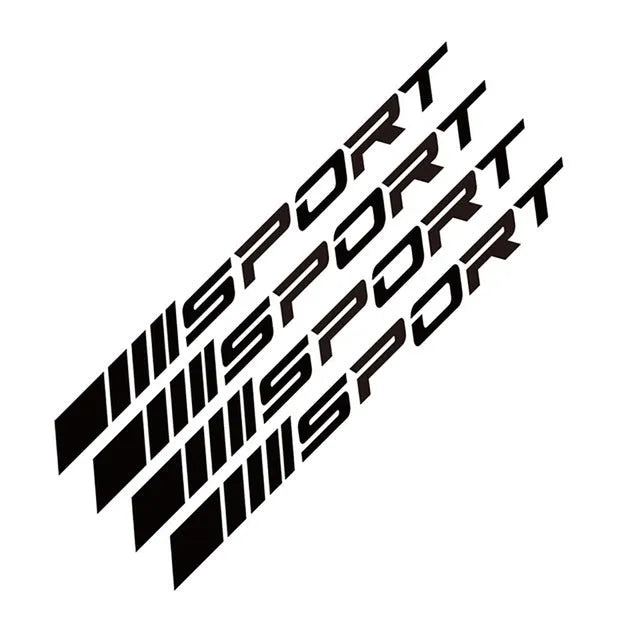 Sports design hollow car rim stickers in red, black and white colours for alloy wheel customisation