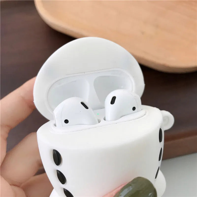 Cartoon airplane headset design silicone case for Apple AirPods 1 and 2 with hook attachment
