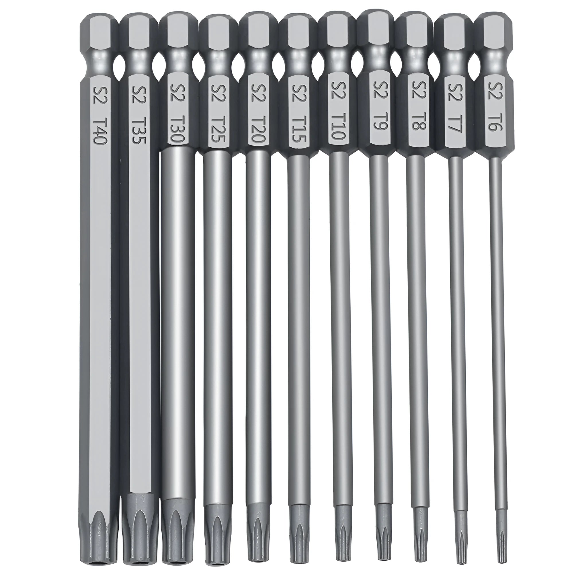 Hexagon handle screwdriver bit set with alloy bits in various lengths including 50mm 75mm 100mm