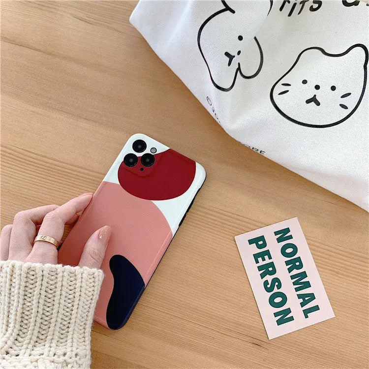 Graffiti silica gel back cover phone case for iPhone 11, Japanese Korean style, frame colour matching