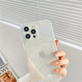 Transparent silicone iPhone case with laser colourful love design showing butterfly and clear colour options