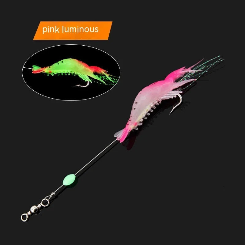 Luer soft fishing lure with hook in six colour options including luminous patterns