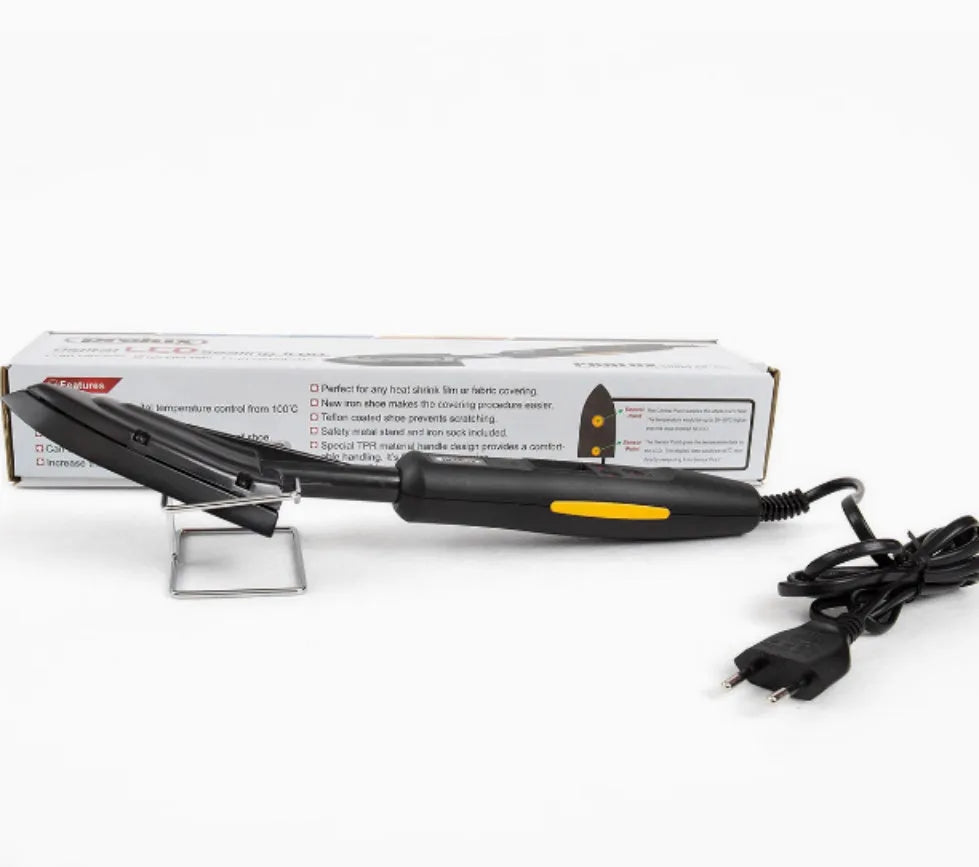 Electronic temperature control iron with PTFE-coated plate for skin model styling