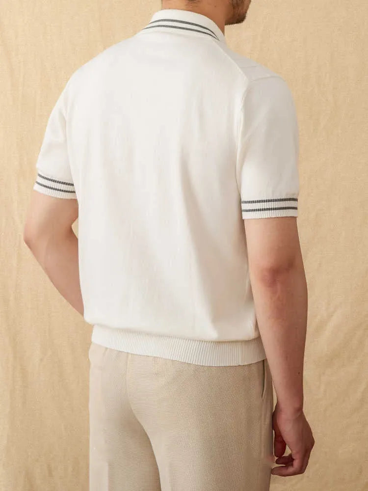 Cotton blended lapel polo shirt in apricot colour with short sleeves