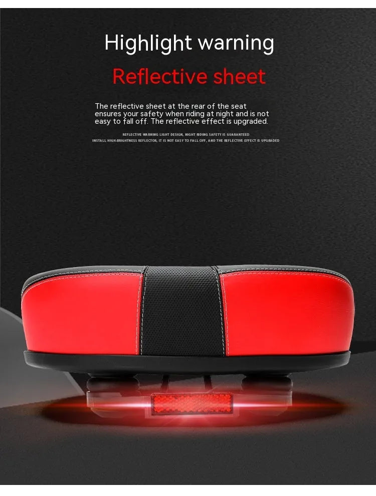 Thickened plus-size bicycle saddle with shock absorber and reflective stickers