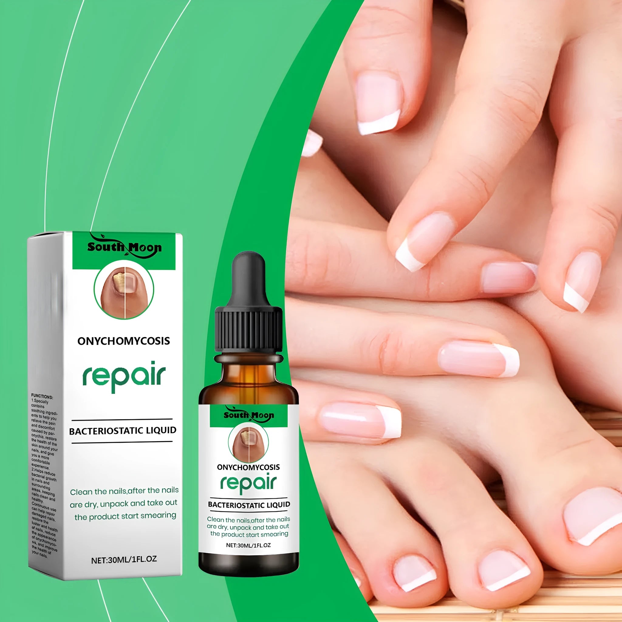 30ml bottle of transparent nail care nursing solution for gentle daily cleaning