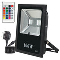 Black aluminium LED flood light for outdoor building and projection lighting.
