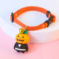 Halloween dog collar with pumpkin man and glow skull patterns in adjustable sizes