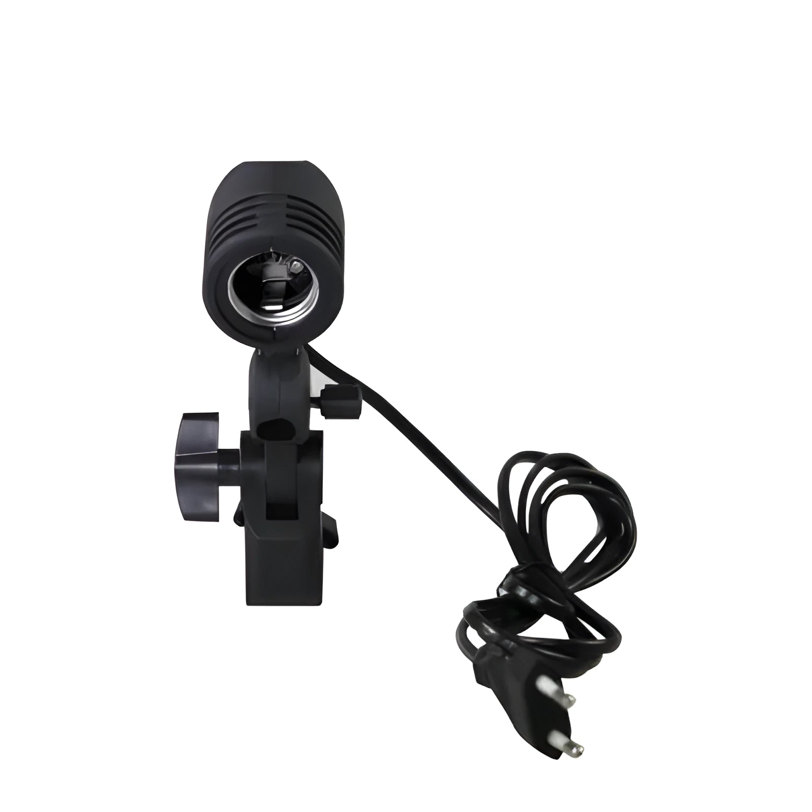 Black photographic lamp holder with E27 screw port and reinforced nylon connector