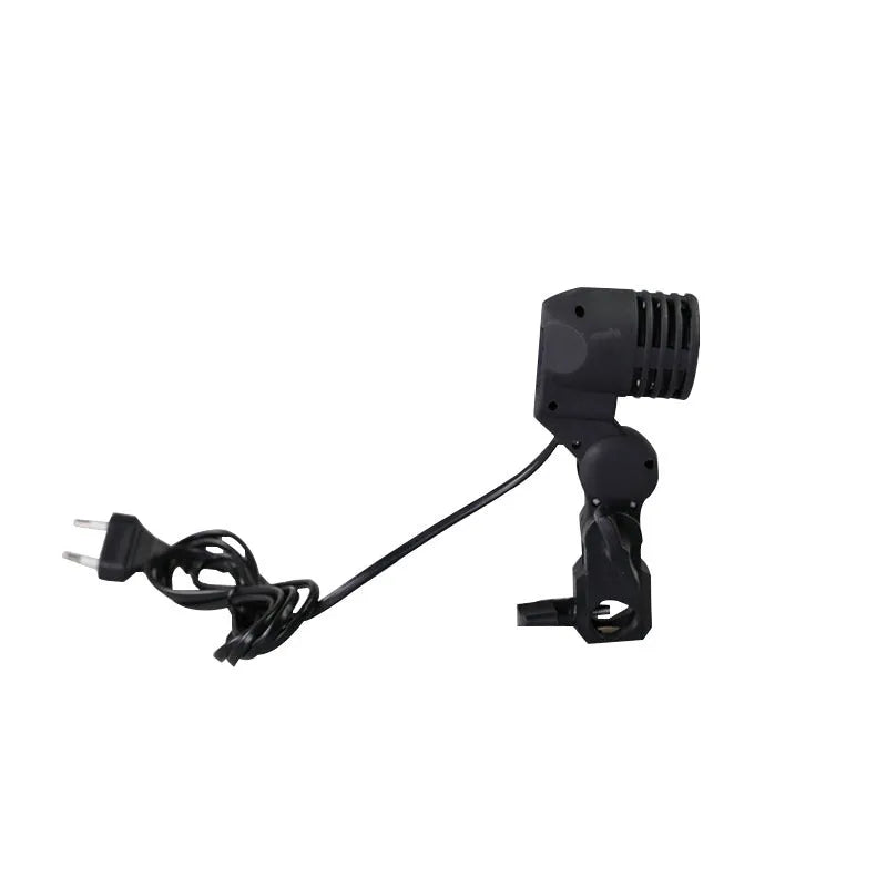 Black photographic lamp holder with E27 screw port and reinforced nylon connector