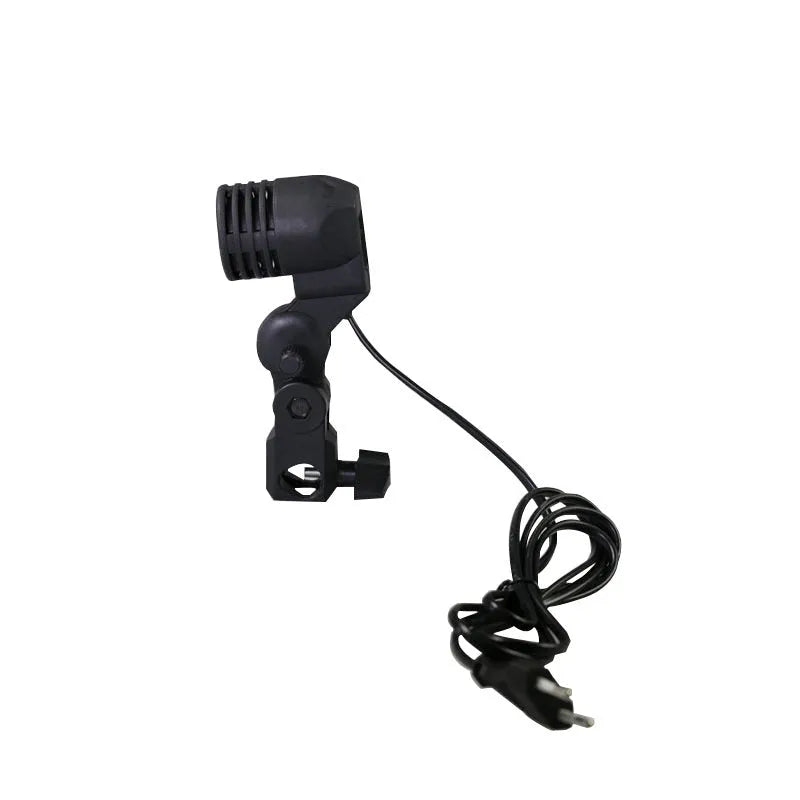 Black photographic lamp holder with E27 screw port and reinforced nylon connector