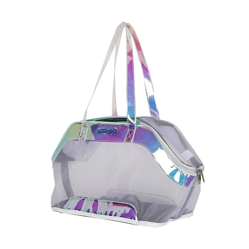 25 litre leather pet carrier bag in Milan White for small dog and cat transport