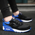 Men's thick-soled cushioned running shoes with breathable colourblock upper and rubber sole