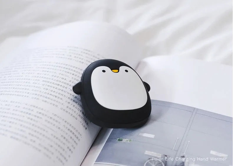Cute cartoon penguin and polar bear design USB rechargeable electric hand warmer with power bank functionality