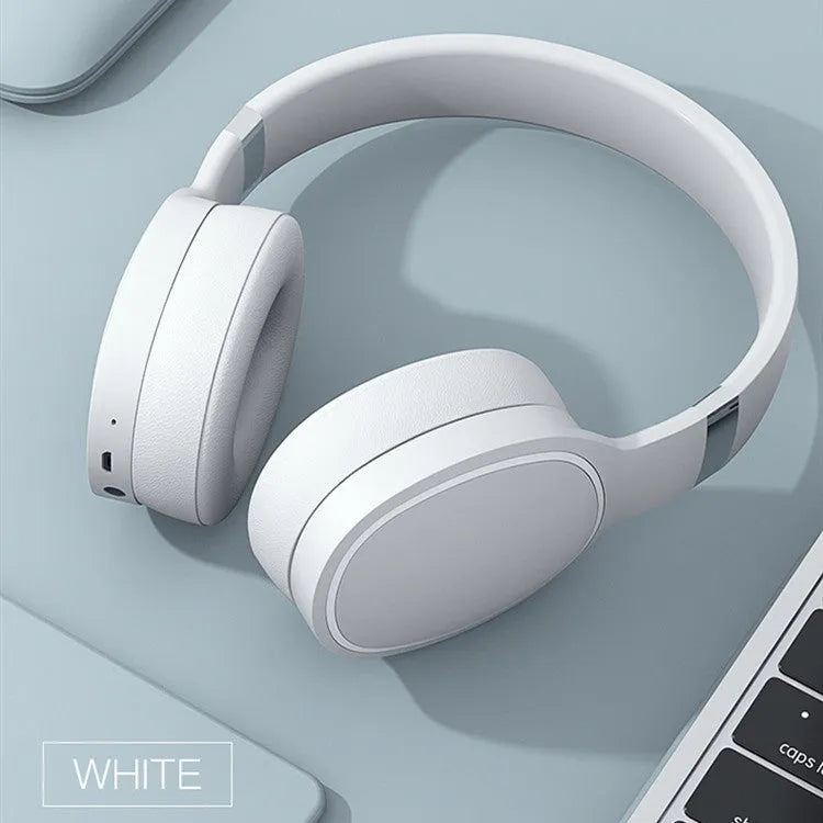 Bluetooth 5.0 wireless headset in black, blue, grey, or white with 40mm speakers