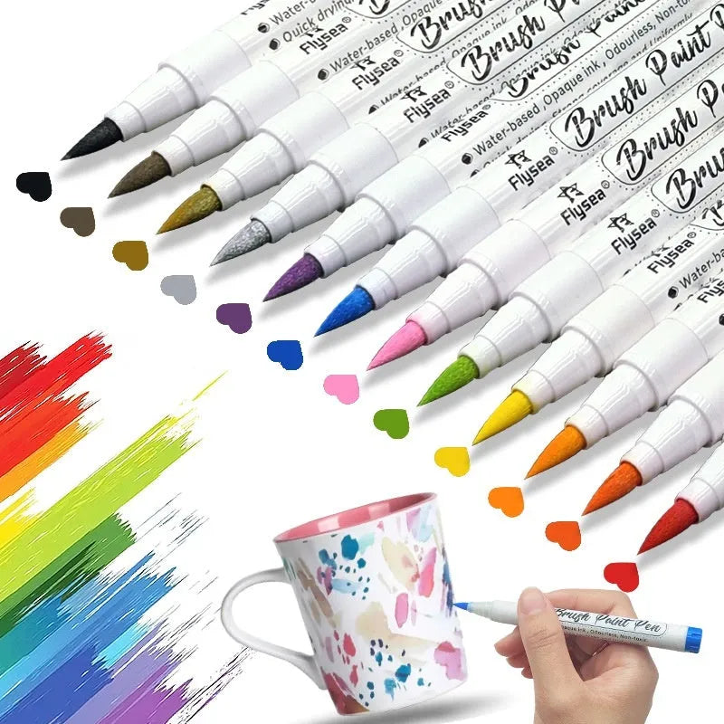 Set of soft head gouache pens for pressure-free artistic work on greeting cards and graffiti