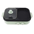 White or green dual-use electric frying oven caldron appliance with mechanical controls