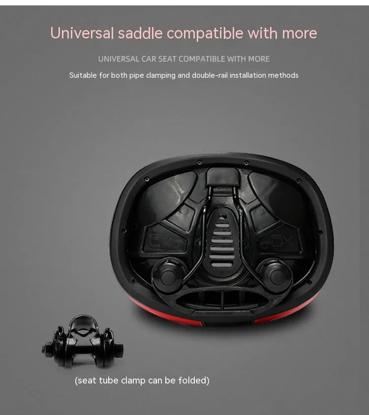 Thickened plus-size bicycle saddle with shock absorber and reflective stickers