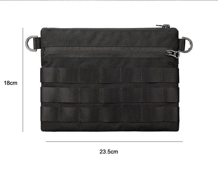 Black Oxford cloth portable outdoor kit measuring 18cm by 3.5cm for military enthusiasts