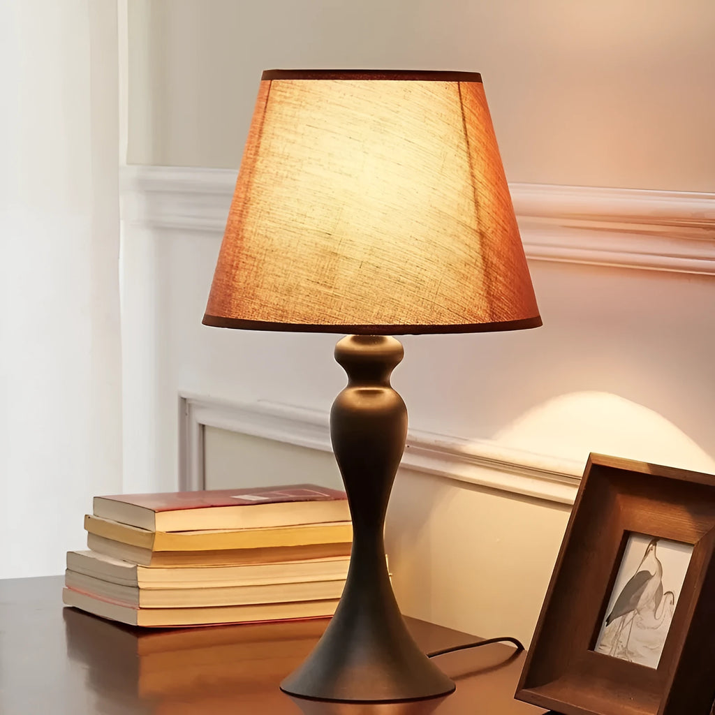 Retro alloy bedside lamp with dimmable LED lighting in American style design