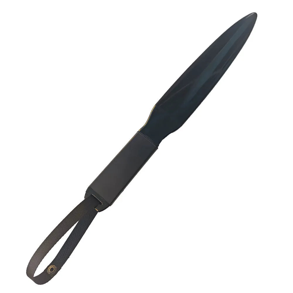 A blue and black nylon dog training break stick measuring 35cm in length.