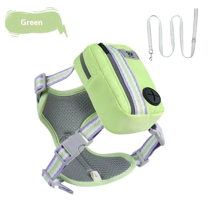Explosion-proof anti-strangulation dog harness in Oxford cloth with attached 1.5 metre rope