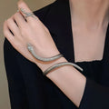 Gold electroplated snake design ring and bracelet set with exaggerated twisted winding pattern