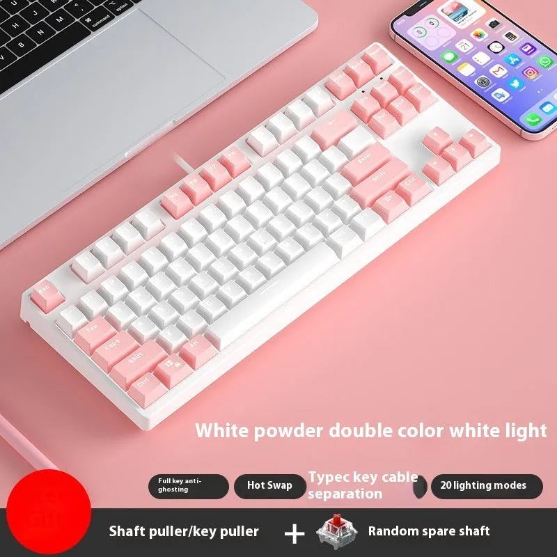 87-key tenkeyless mechanical keyboard in a dual-colour keycap design with metal frame