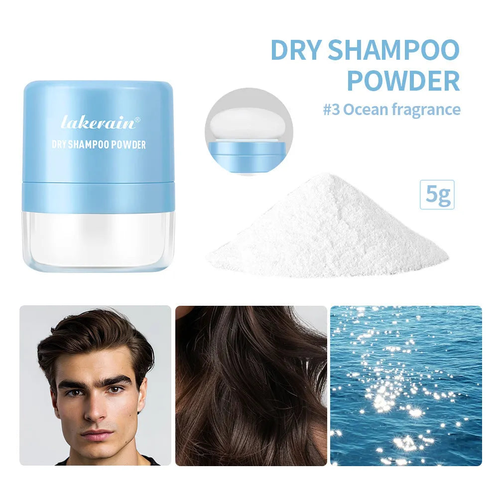 Single sachet of 5g dry hair cleaning powder with sponge headband mirror applicator