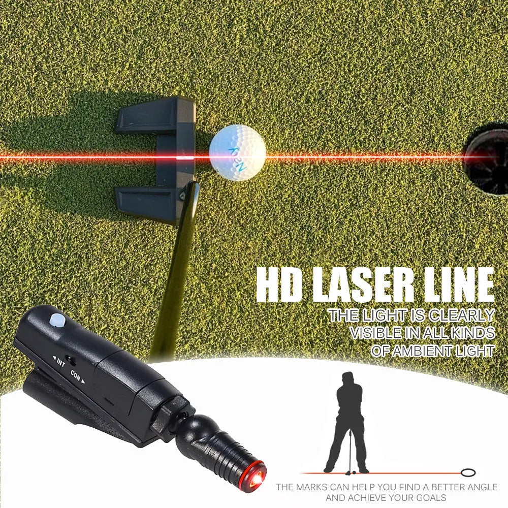 Black golf laser aiming instrument for putter alignment and stroke training