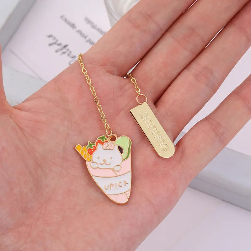 Jane Key Foodie Cat metal bookmark with cartoon designs, 3.8cm by 18.3cm