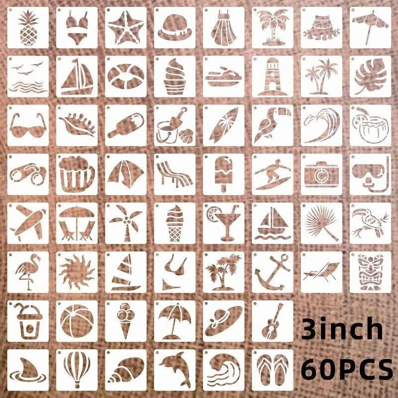 Milky white PET film spray painting stencils showing animal, Hawaii, flower, letter, ocean, bird and mandala designs